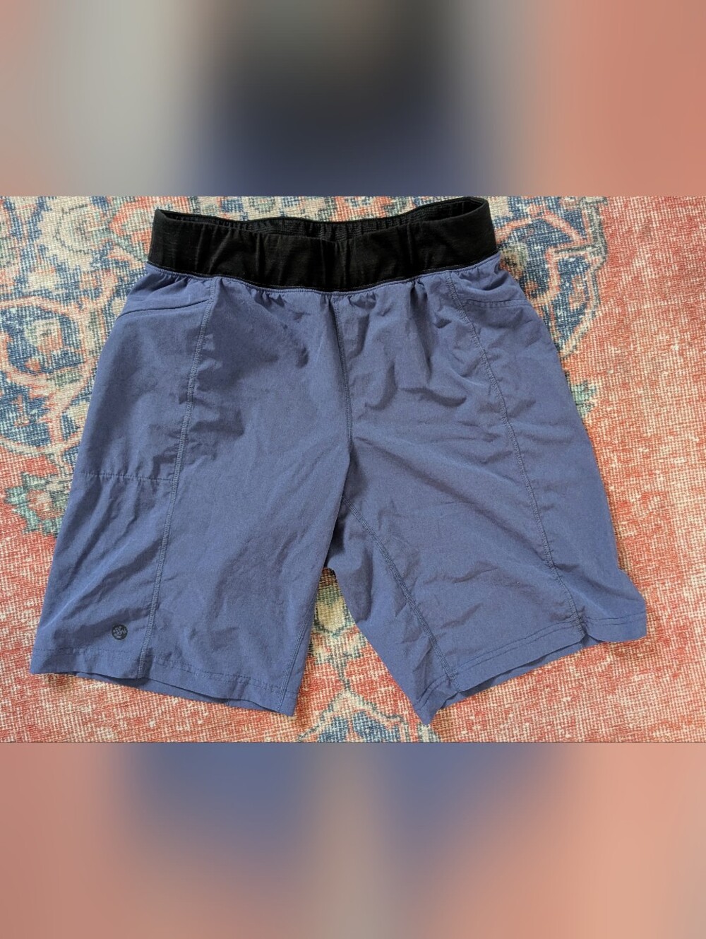 Manduka Men's Athletic Shorts in Navy with Black Waistband